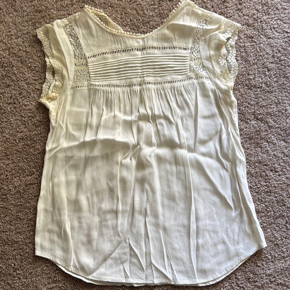 Elegant Cream Lace Trim Women's Top